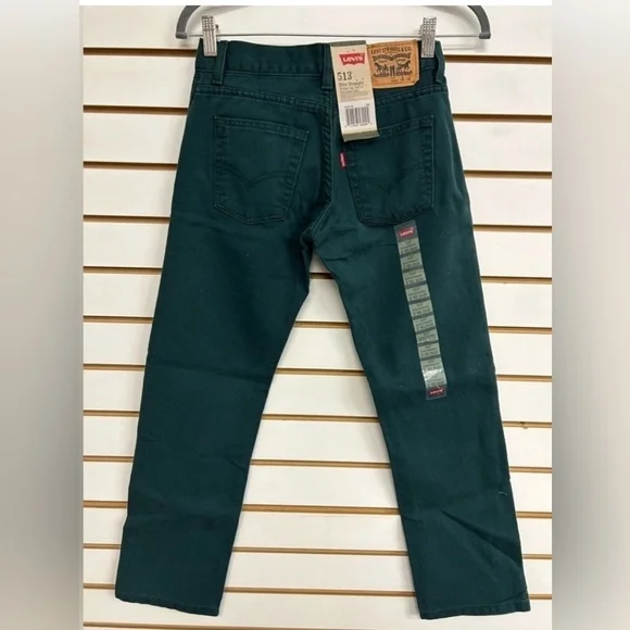 Levi's Boys 513 Slim Straight Fit Corduroy Pants - Green Size 12 Regular NWT - Picture 3 of 5